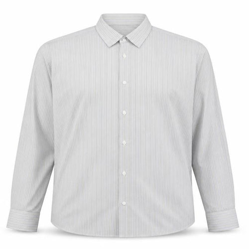 Oliver Thomas Men's Grey Striped Cotton Long Sleeve Button-Up Shirt Size 17