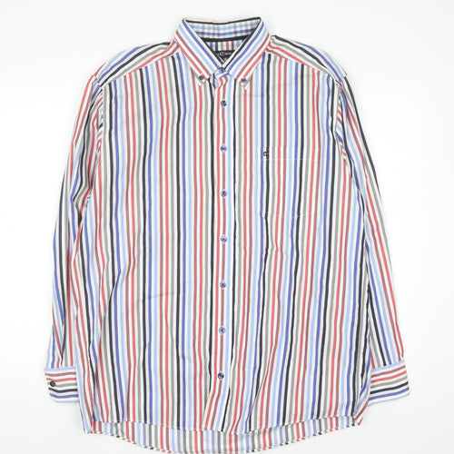 Casa Moda Men's Multicoloured Striped Cotton Button-Up Shirt L