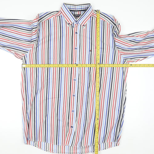 Casa Moda Men's Multicoloured Striped Cotton Button-Up Shirt L