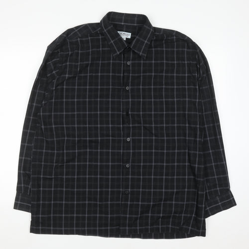 Giorgio Collections Men's Black Check Long Sleeve Button-Up Shirt XL