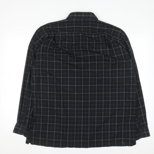 Giorgio Collections Men's Black Check Long Sleeve Button-Up Shirt XL