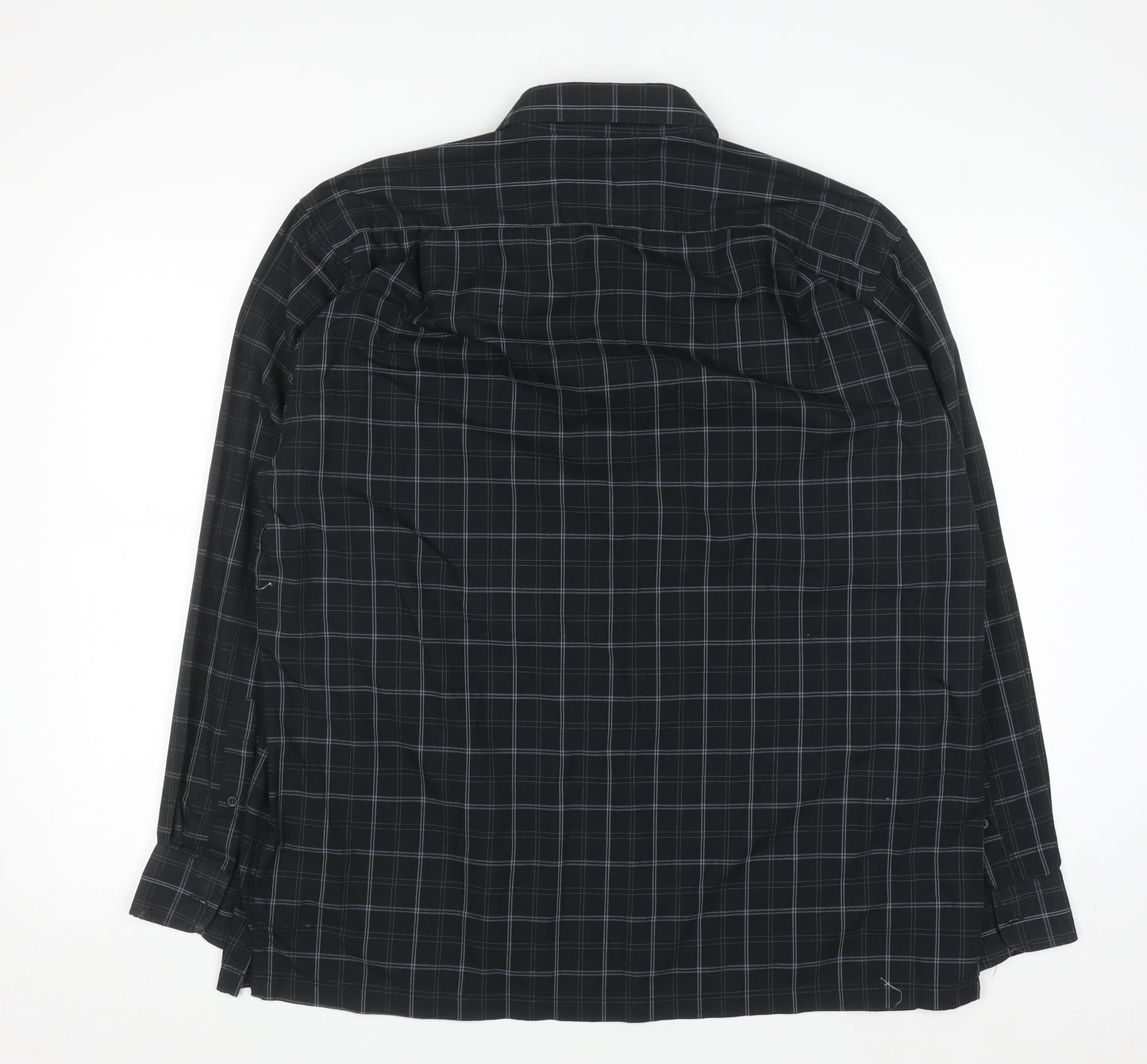Giorgio Collections Men's Black Check Long Sleeve Button-Up Shirt XL