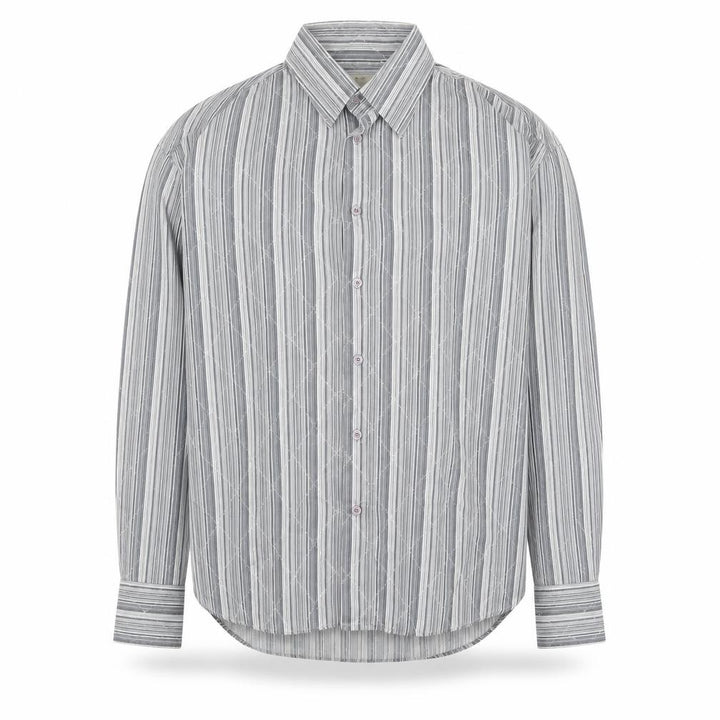 Jack & Jones Men’s Grey Striped 2XL Cotton Button-Up Shirt