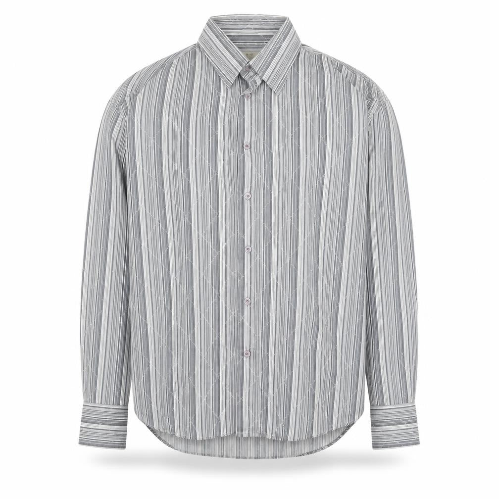 Jack & Jones Men’s Grey Striped 2XL Cotton Button-Up Shirt