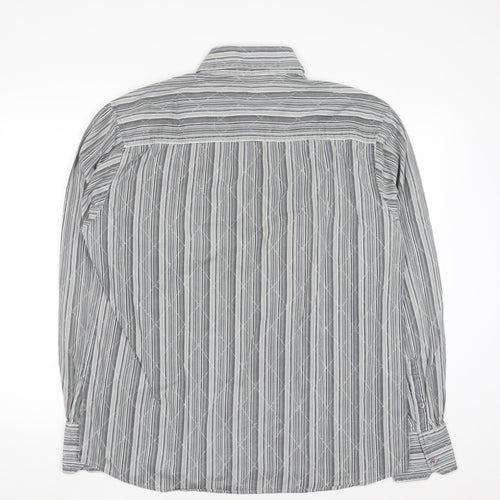 Jack & Jones Men’s Grey Striped 2XL Cotton Button-Up Shirt