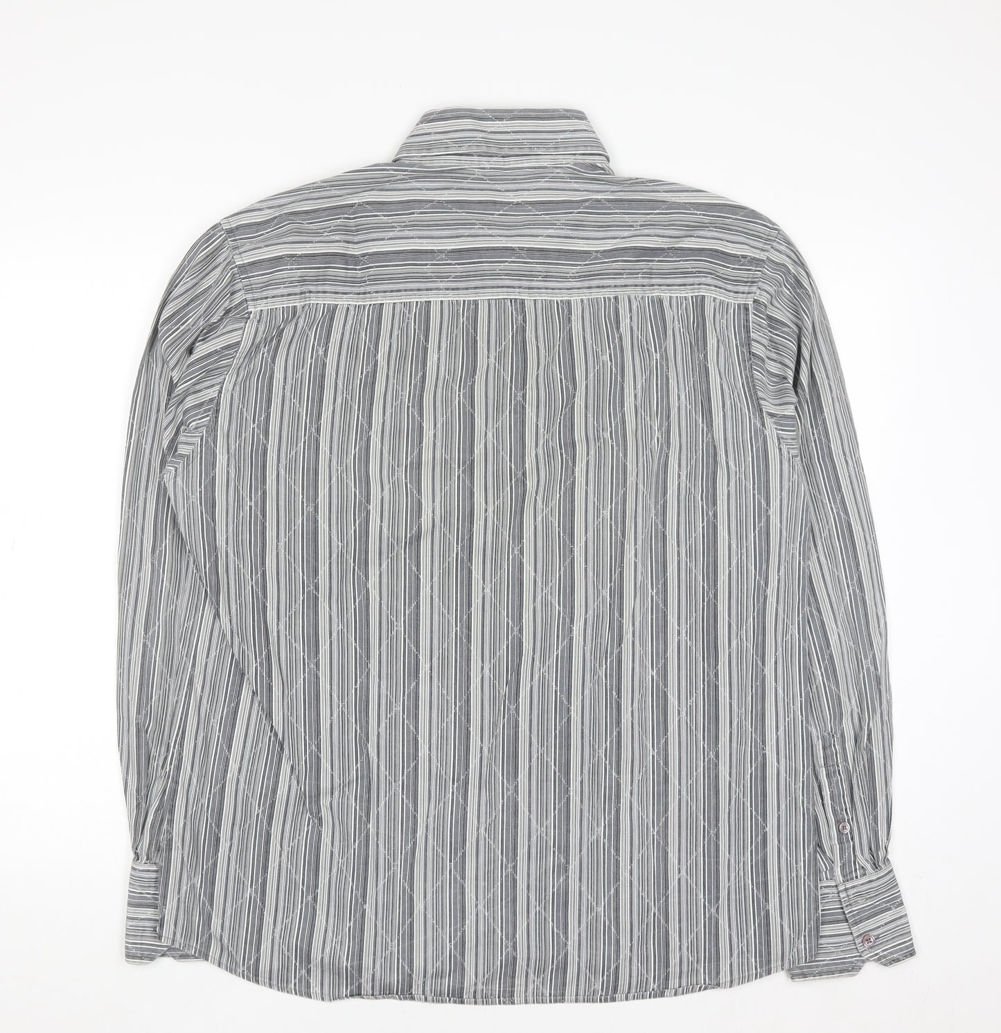 Jack & Jones Men’s Grey Striped 2XL Cotton Button-Up Shirt