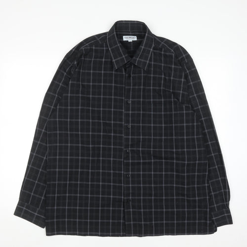 Giorgio Collections Men's Black Check Long Sleeve Button-Up Shirt XL