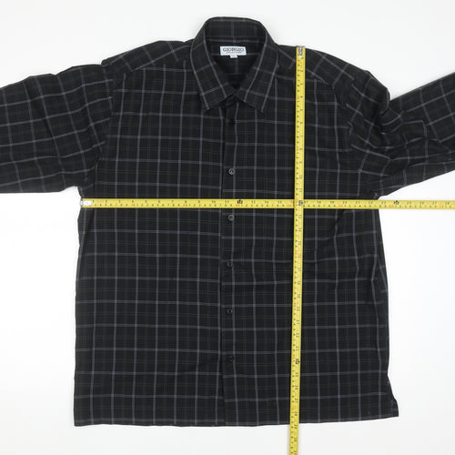 Giorgio Collections Men's Black Check Long Sleeve Button-Up Shirt XL