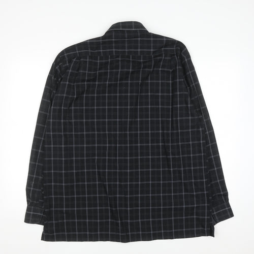 Giorgio Collections Men's Black Check Long Sleeve Button-Up Shirt XL