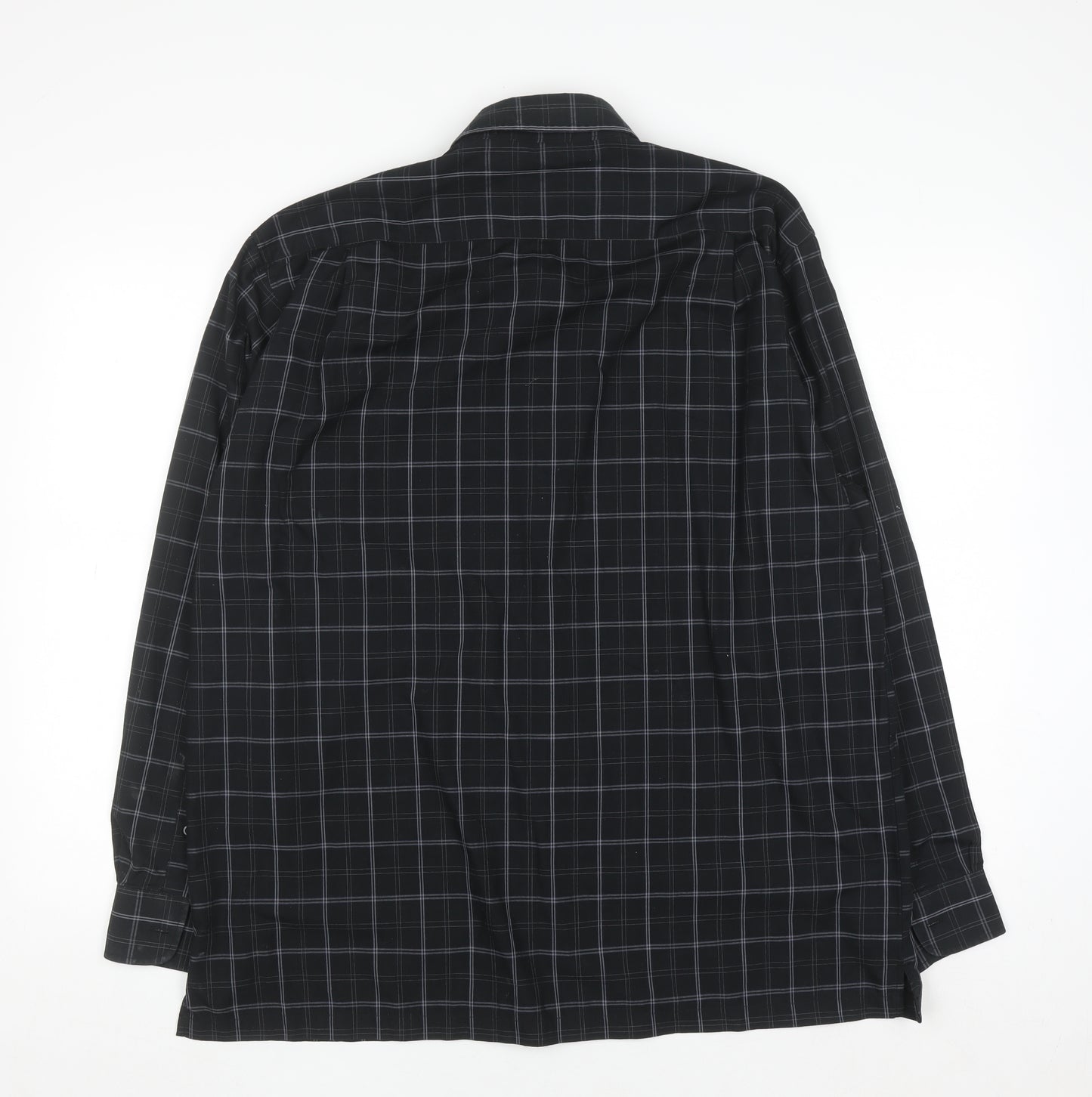 Giorgio Collections Men's Black Check Long Sleeve Button-Up Shirt XL
