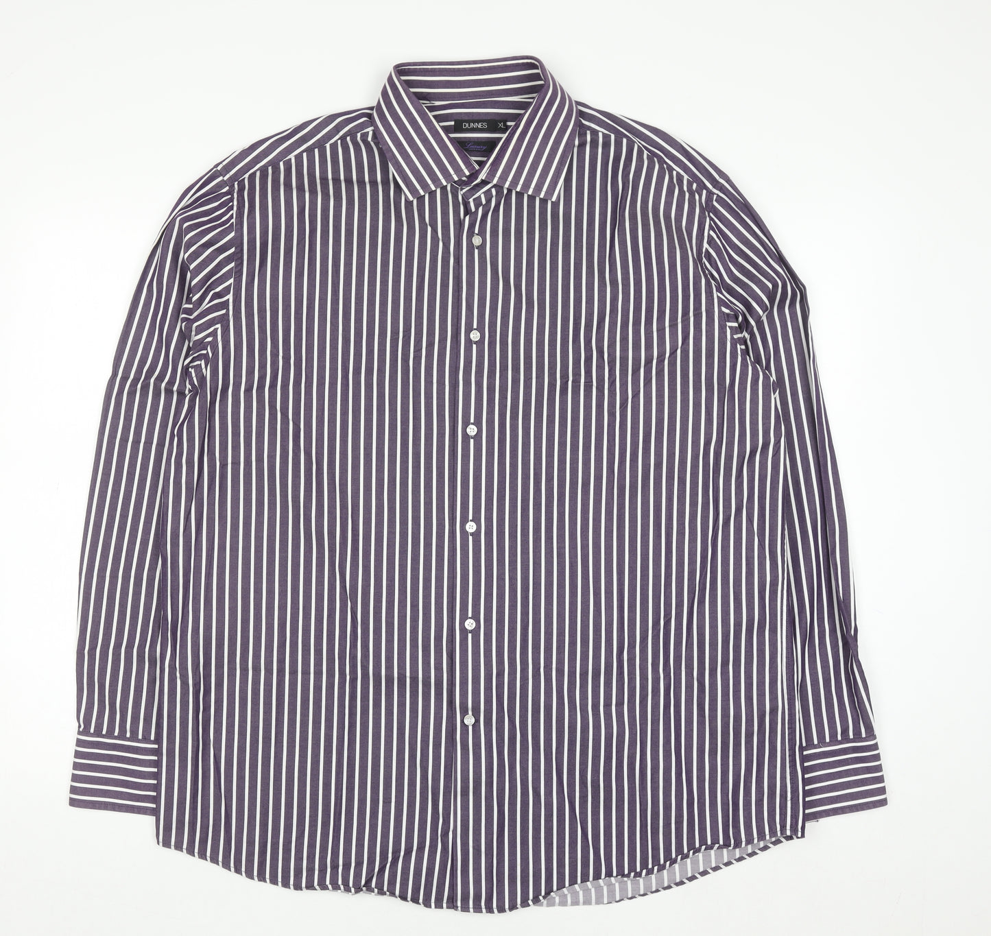 Dunnes Men’s Purple Striped Cotton Long Sleeve Button-Up Shirt XL