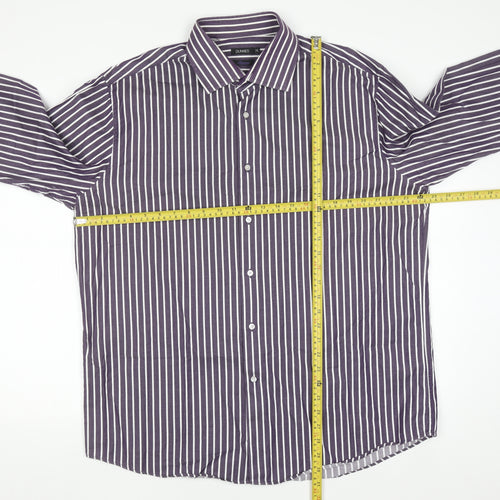 Dunnes Men’s Purple Striped Cotton Long Sleeve Button-Up Shirt XL