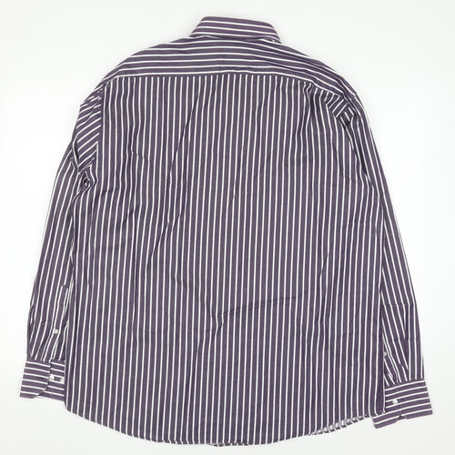 Dunnes Men’s Purple Striped Cotton Long Sleeve Button-Up Shirt XL