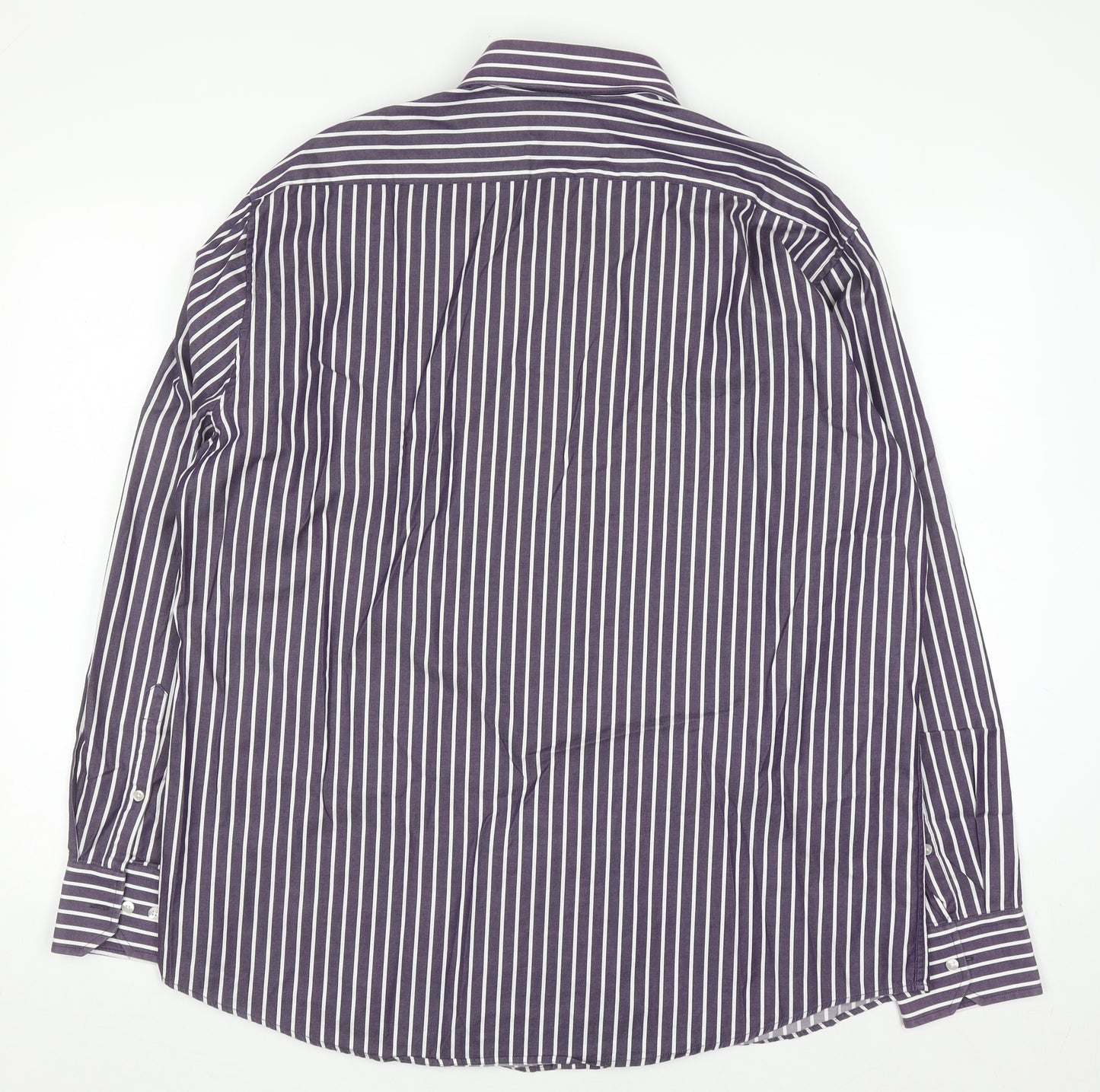Dunnes Men’s Purple Striped Cotton Long Sleeve Button-Up Shirt XL