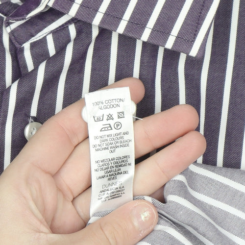 Dunnes Men’s Purple Striped Cotton Long Sleeve Button-Up Shirt XL
