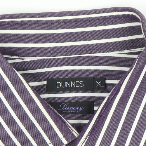 Dunnes Men’s Purple Striped Cotton Long Sleeve Button-Up Shirt XL