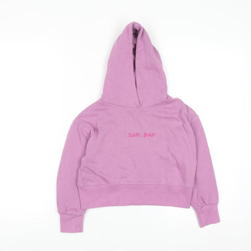 Zara Girls Purple Embroidered Pullover Hoodie - Size 6 Years