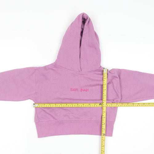 Zara Girls Purple Embroidered Pullover Hoodie - Size 6 Years