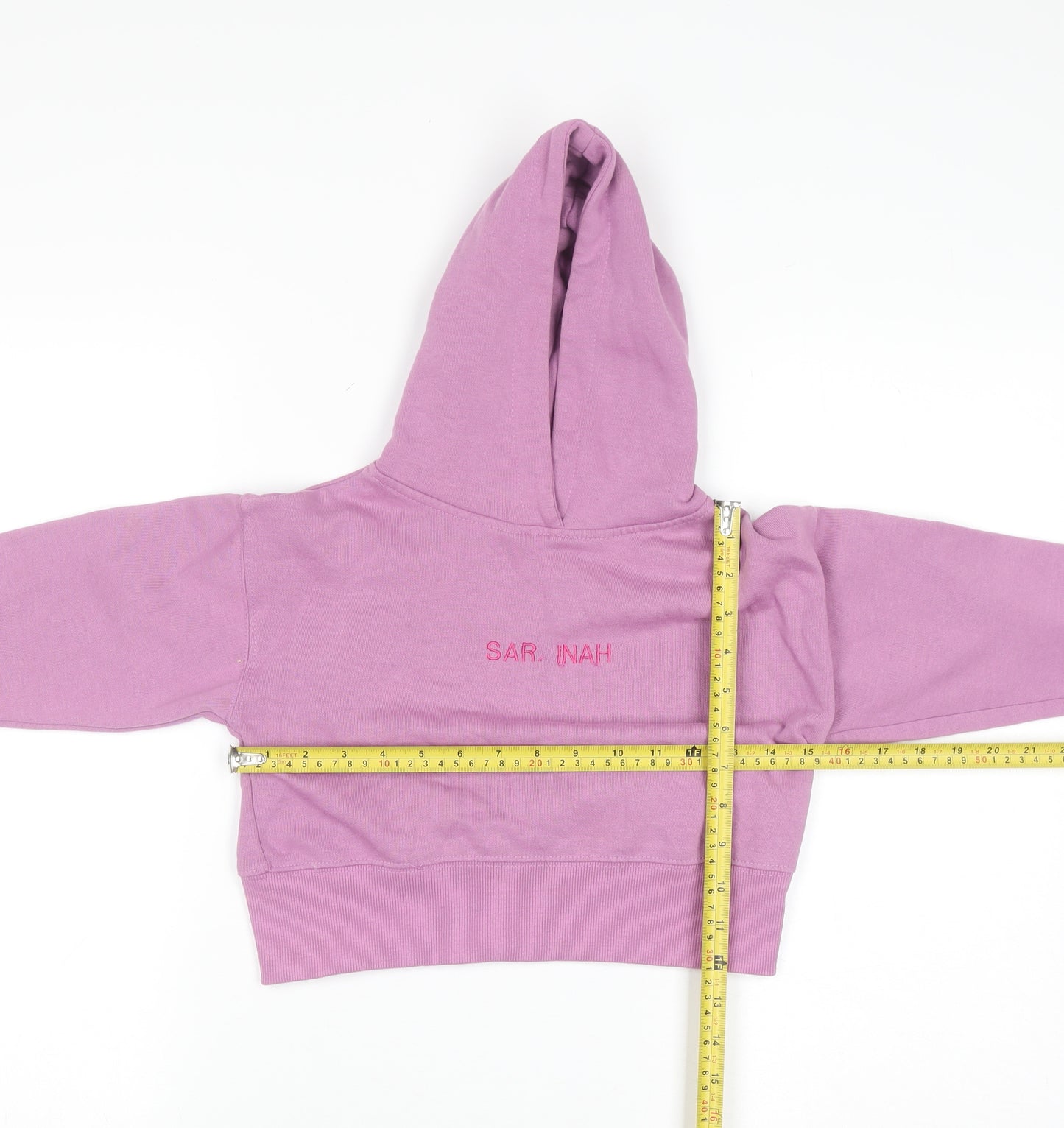 Zara Girls Purple Embroidered Pullover Hoodie - Size 6 Years