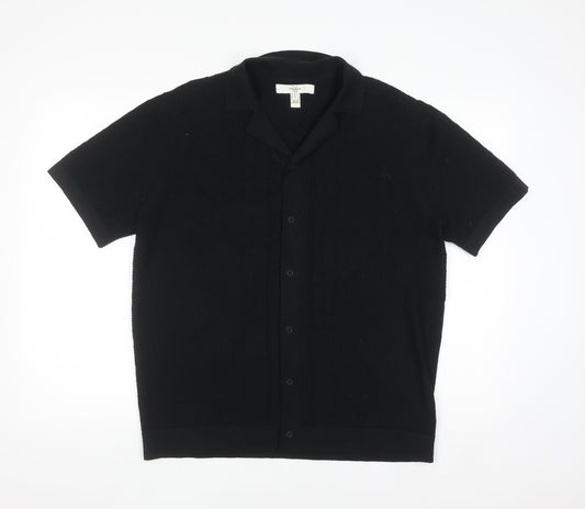 River Island Men’s Black Short Sleeve Collared Knit Polo Shirt Size L