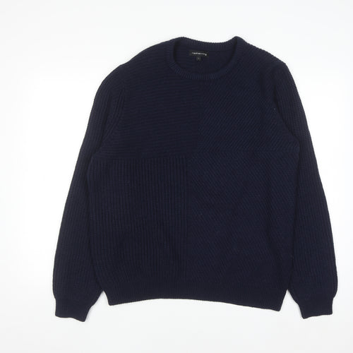 Red Herring Men's Blue Chunky Knit Crew Neck Jumper L