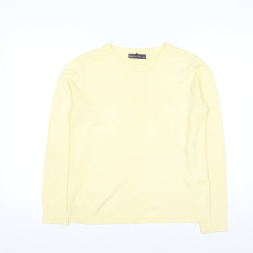 Marks and Spencer Women's Yellow Acrylic Crew Neck Jumper Size 12