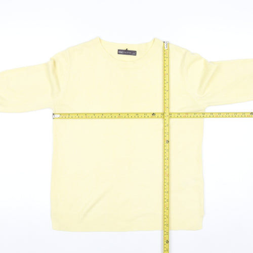 Marks and Spencer Women's Yellow Acrylic Crew Neck Jumper Size 12