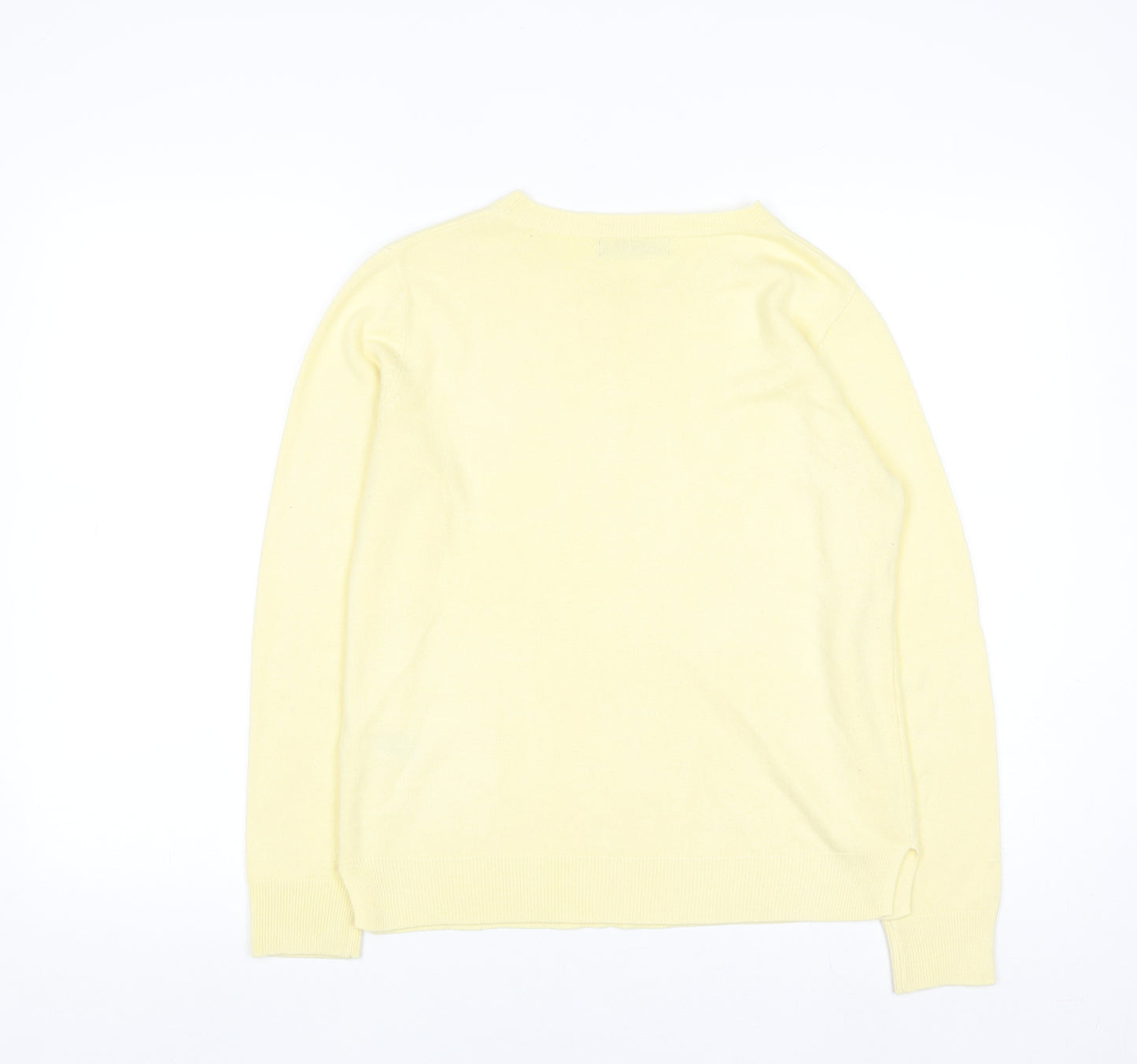 Marks and Spencer Women's Yellow Acrylic Crew Neck Jumper Size 12