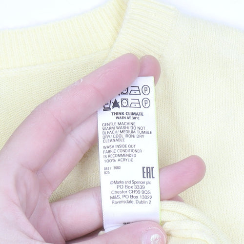 Marks and Spencer Women's Yellow Acrylic Crew Neck Jumper Size 12