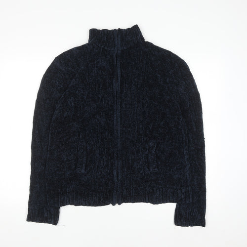 Tex Men's Blue XL Full Zip Chunky Knit Jumper
