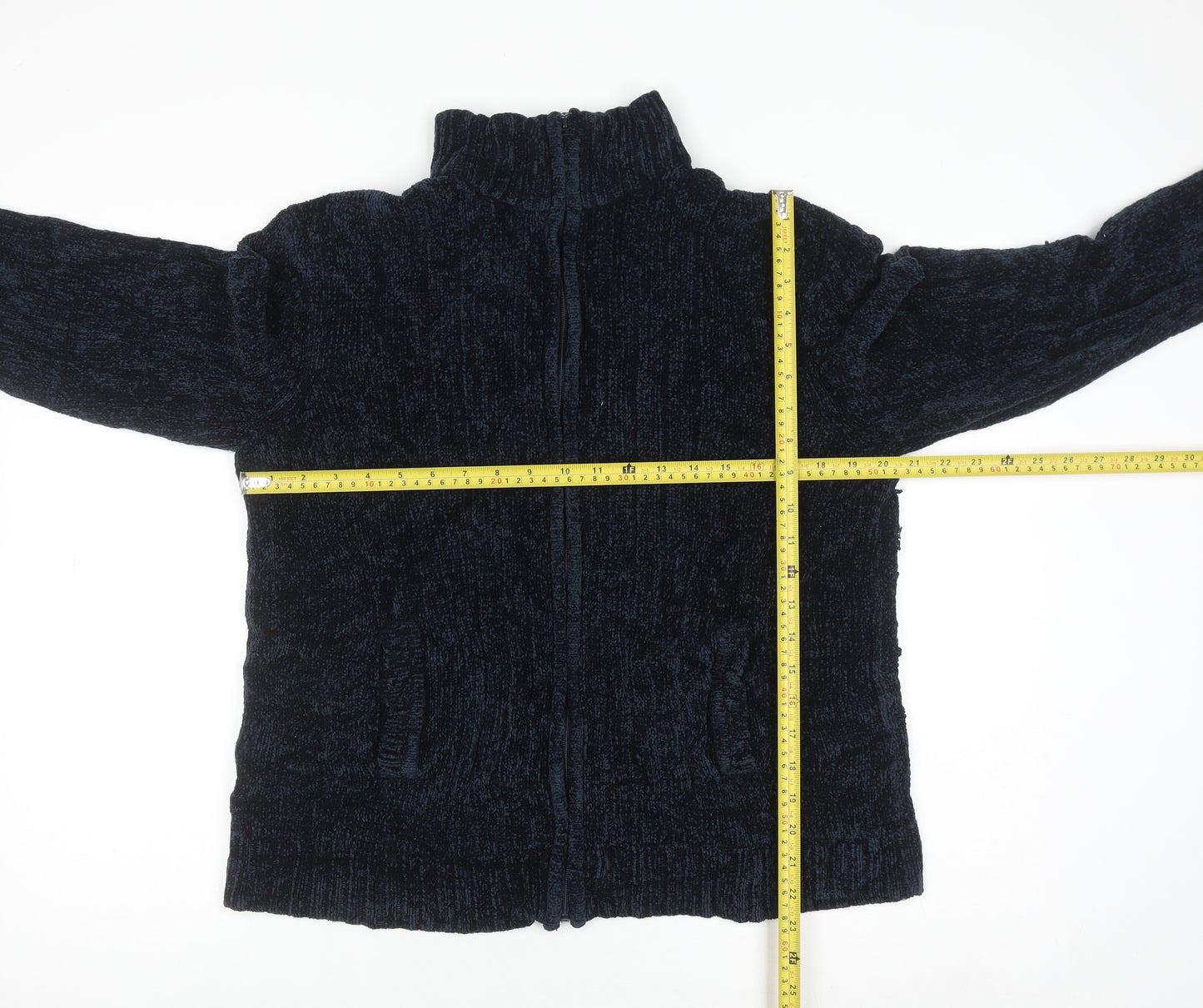 Tex Men's Blue XL Full Zip Chunky Knit Jumper