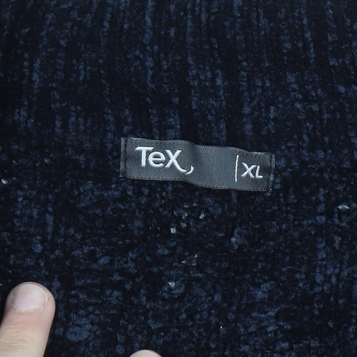 Tex Men's Blue XL Full Zip Chunky Knit Jumper