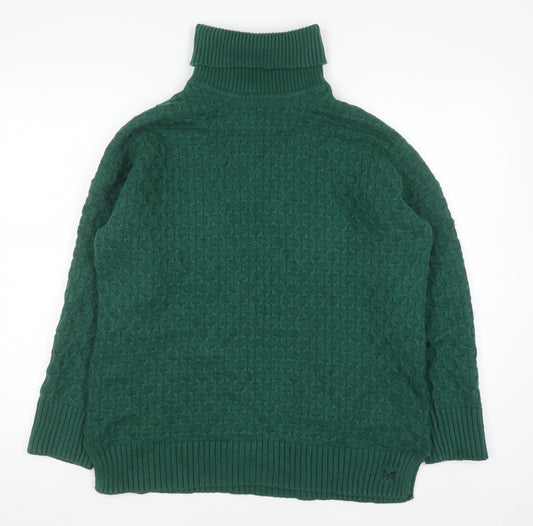 Crew Clothing Company Men's Green Roll Neck Waffle Knit Jumper L