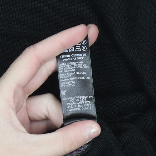 Marks and Spencer Men's Black Roll Neck Knit Pullover Jumper XL