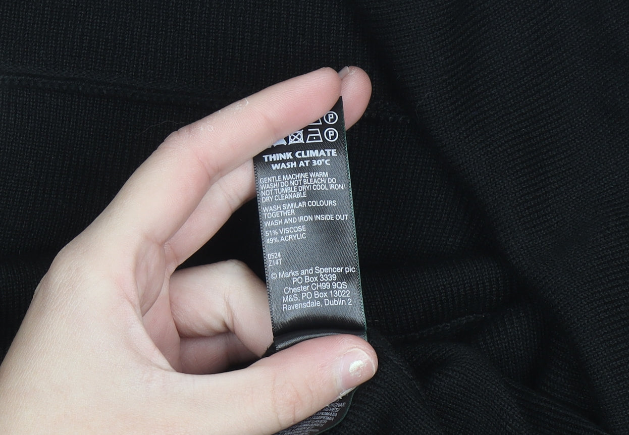 Marks and Spencer Men's Black Roll Neck Knit Pullover Jumper XL