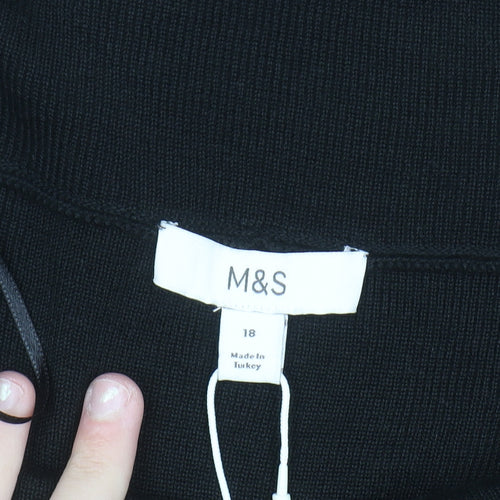 Marks and Spencer Men's Black Roll Neck Knit Pullover Jumper XL