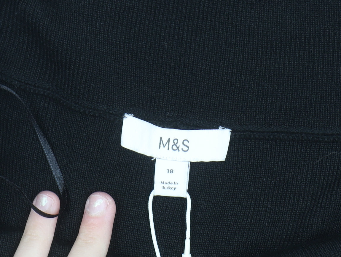 Marks and Spencer Men's Black Roll Neck Knit Pullover Jumper XL