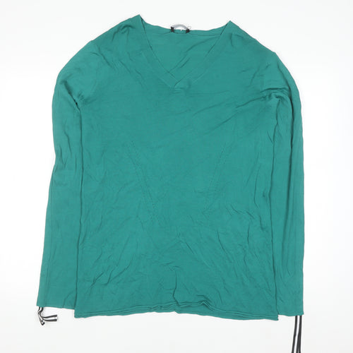 Diana Gallesi Women's Green V-Neck Knit Pullover Jumper XL