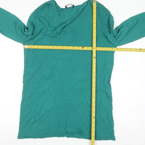 Diana Gallesi Women's Green V-Neck Knit Pullover Jumper XL