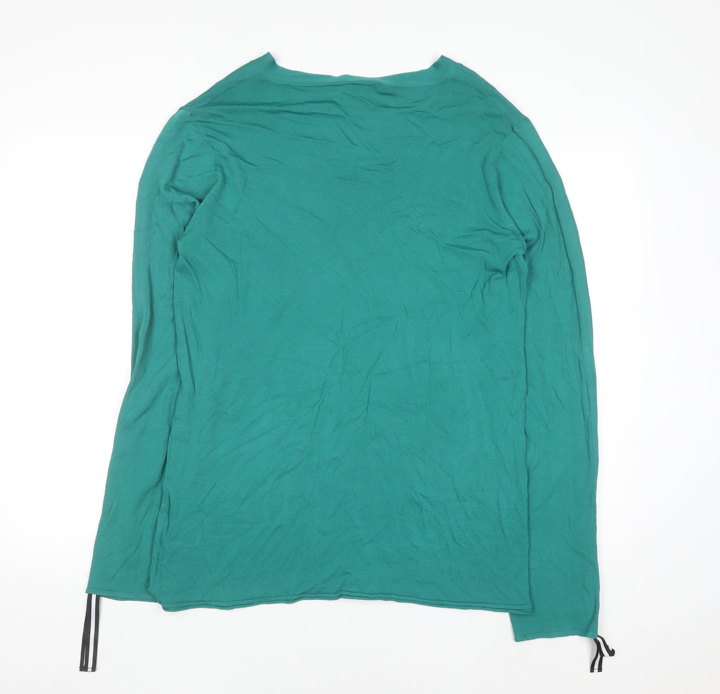 Diana Gallesi Women's Green V-Neck Knit Pullover Jumper XL