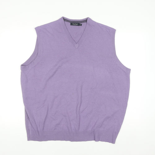 James Pringle Men’s Purple Acrylic V-Neck Sleeveless Jumper XL