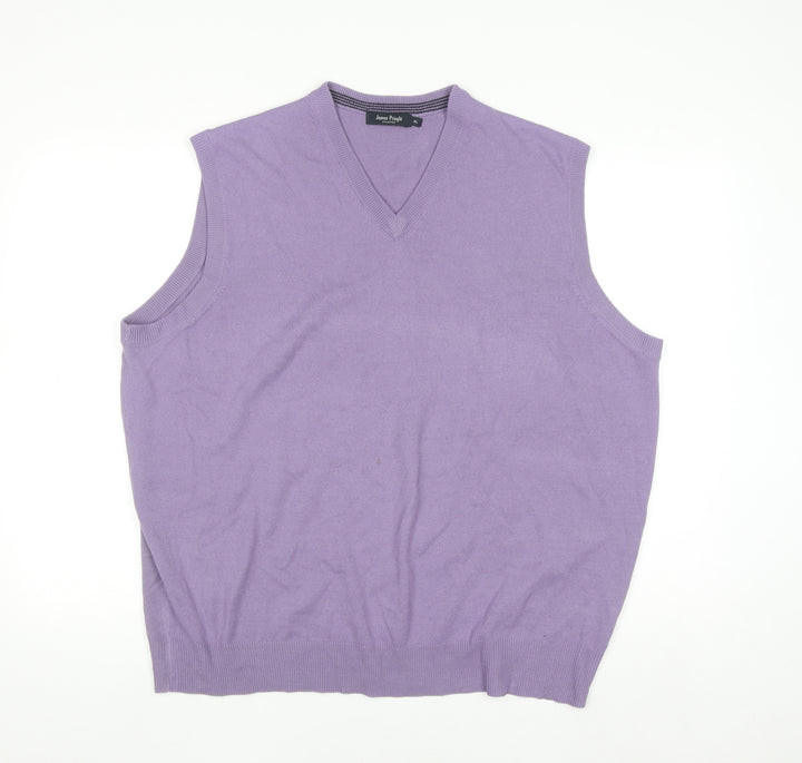 James Pringle Men’s Purple Acrylic V-Neck Sleeveless Jumper XL