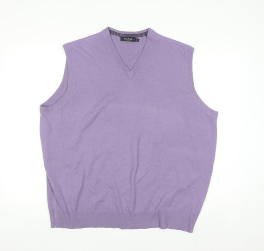 James Pringle Men’s Purple Acrylic V-Neck Sleeveless Jumper XL