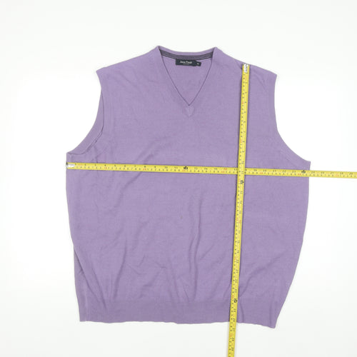 James Pringle Men’s Purple Acrylic V-Neck Sleeveless Jumper XL