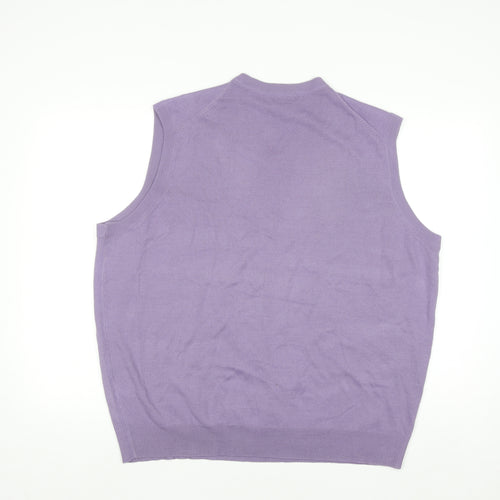 James Pringle Men’s Purple Acrylic V-Neck Sleeveless Jumper XL