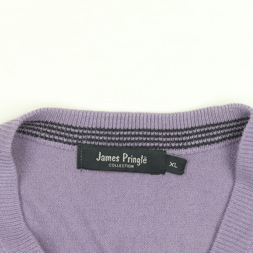 James Pringle Men’s Purple Acrylic V-Neck Sleeveless Jumper XL