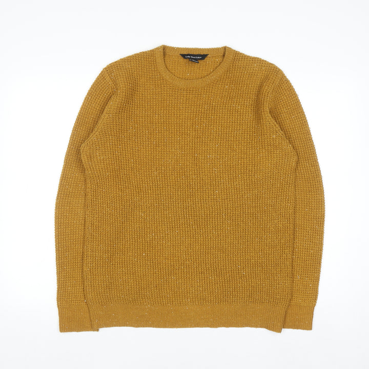 Cedar Wood State Men's Yellow Chunky Knit Crew Neck Jumper Size S