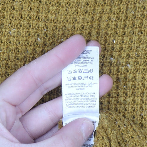 Cedar Wood State Men's Yellow Chunky Knit Crew Neck Jumper Size S