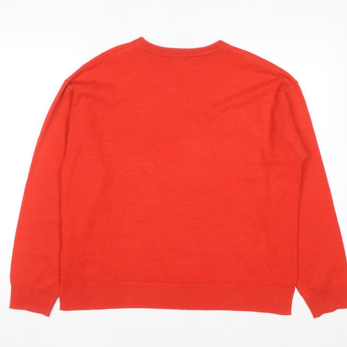 Marks and Spencer Women Red Star Pattern Jumper Size 16 Acrylic Knit