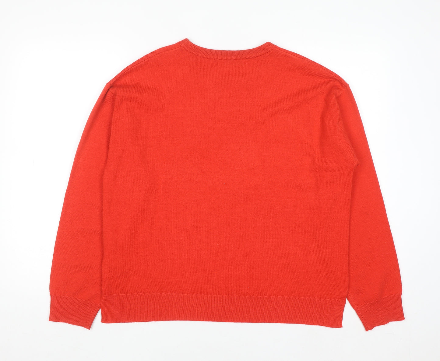 Marks and Spencer Women Red Star Pattern Jumper Size 16 Acrylic Knit